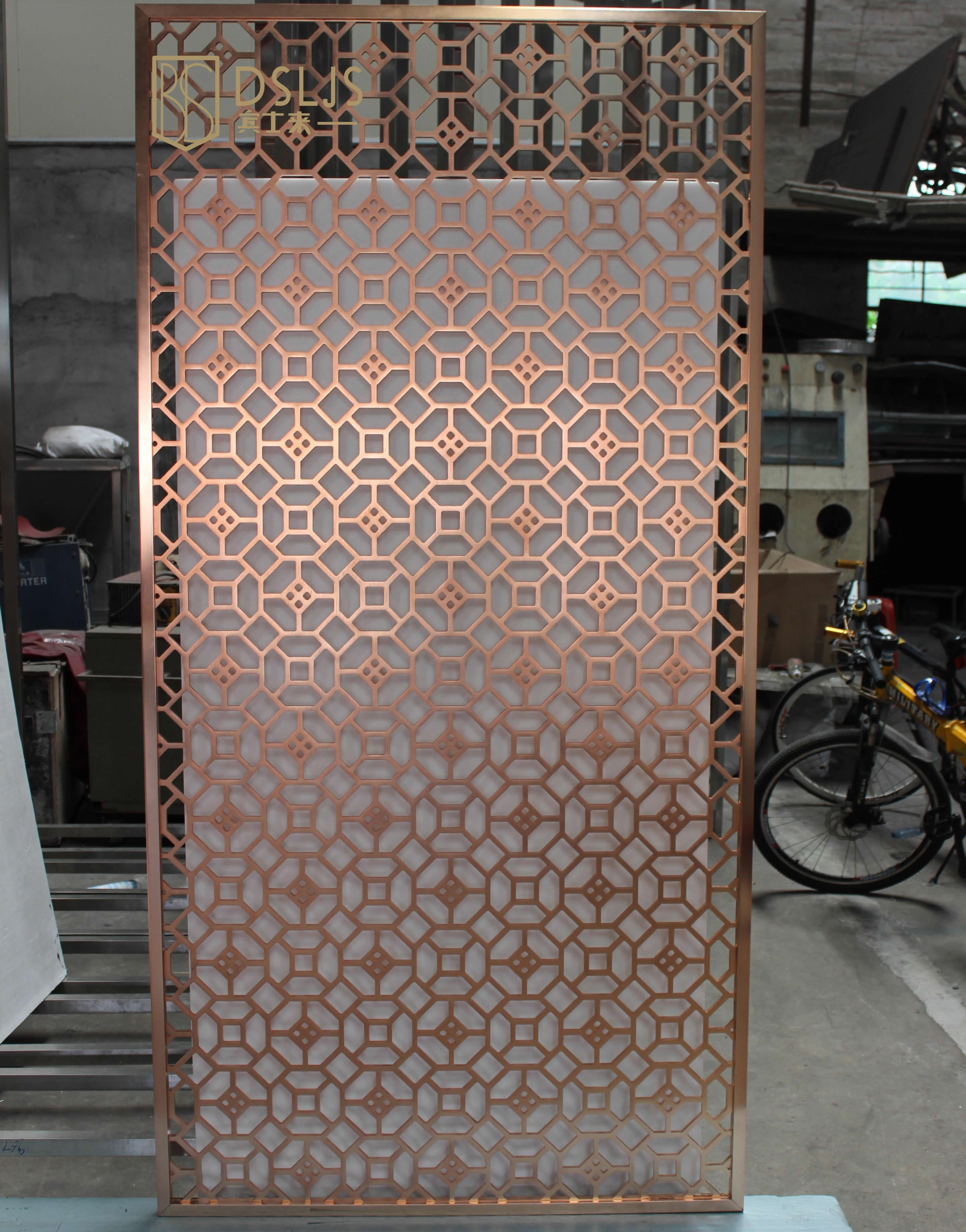 Écran chinois en acier inoxydable or rose